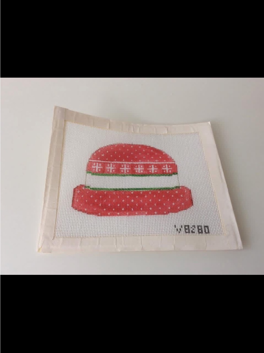 Red Polka Hat Needlepoint Canvas